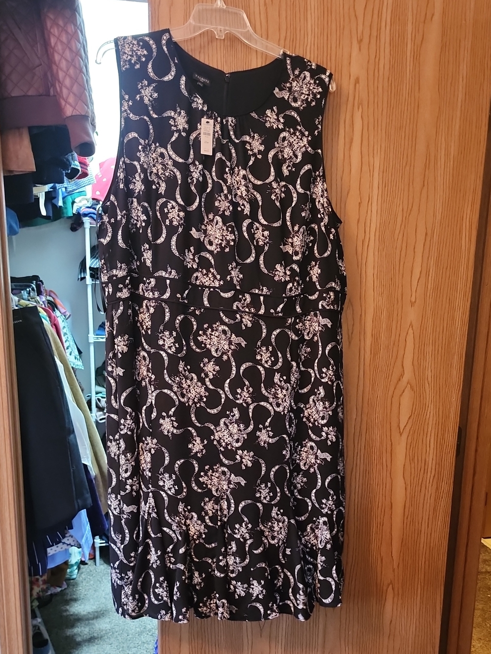 Talbots Black and White Floral Sleeveless Dress